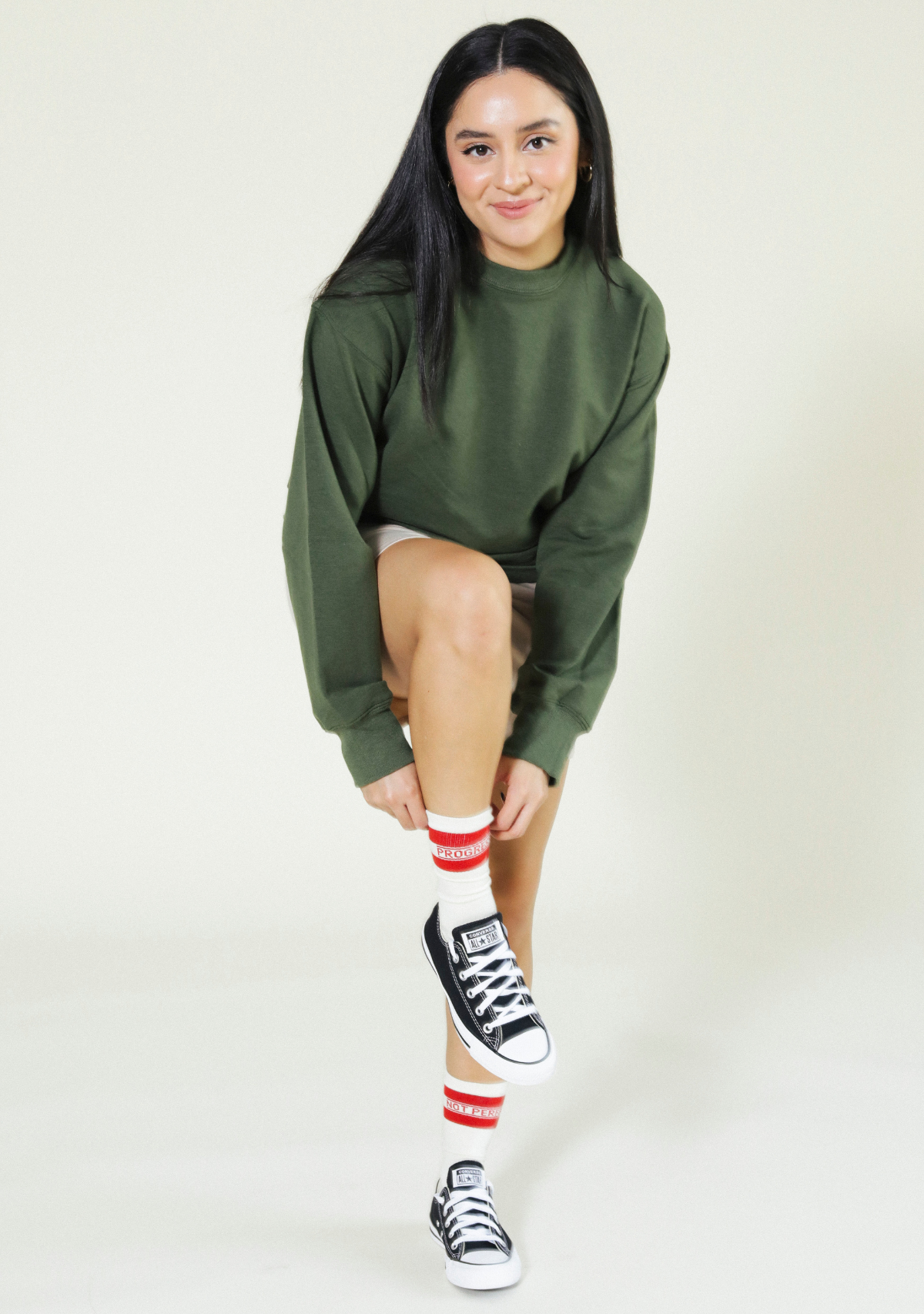 Gabbie Oversized Crew Sweatshirt - Pine - Homeland Harvest