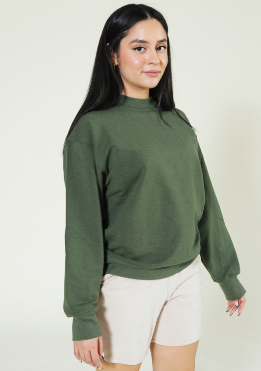 Gabbie Oversized Crew Sweatshirt - Pine - Homeland Harvest