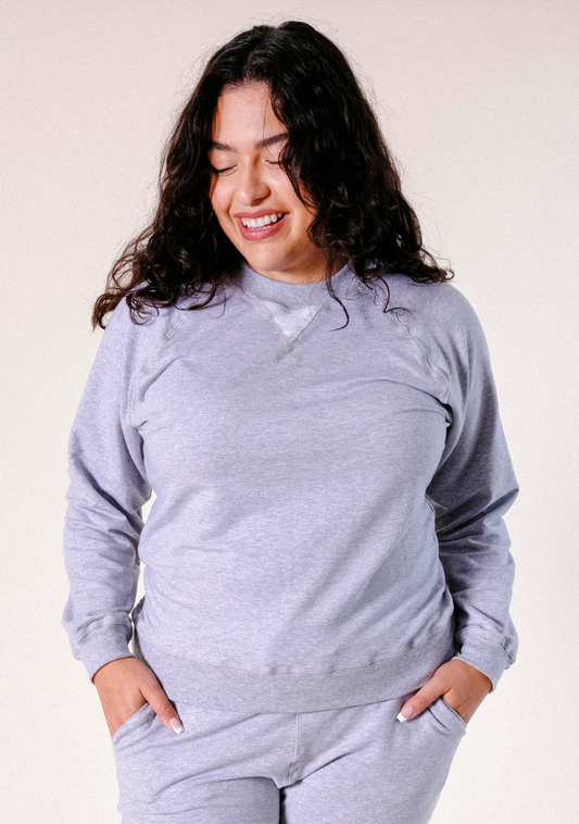 Agnes Raglan Organic Cotton + Tencel™ Sweatshirt - Heather Gray - Homeland Harvest
