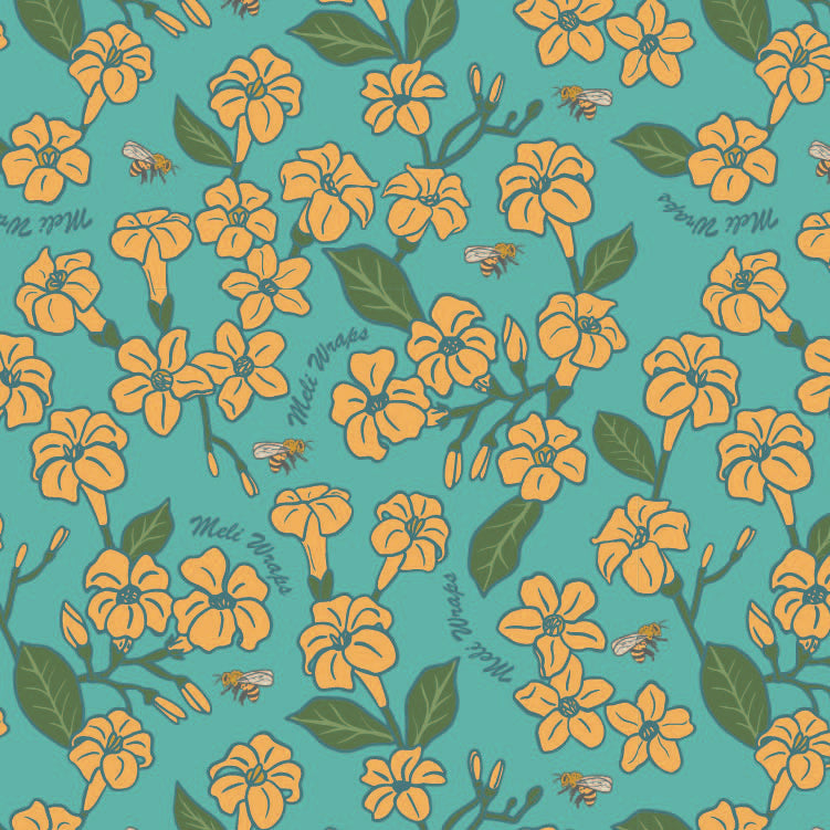 Beeswax Wrap Bulk Roll - Puakenikeni & Bee Print - Homeland Harvest