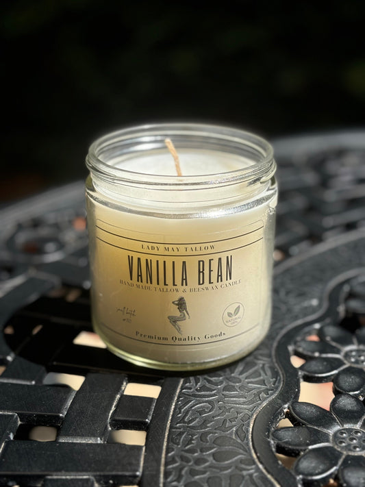 Vanilla Bean Tallow & Beeswax Candle | All-Natural, Non-Toxic, Clean-Burning