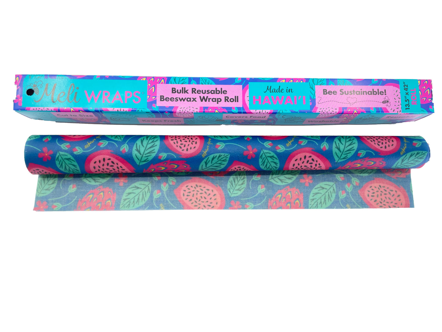Beeswax Wrap Bulk Roll - Dragonfruit Print - Homeland Harvest