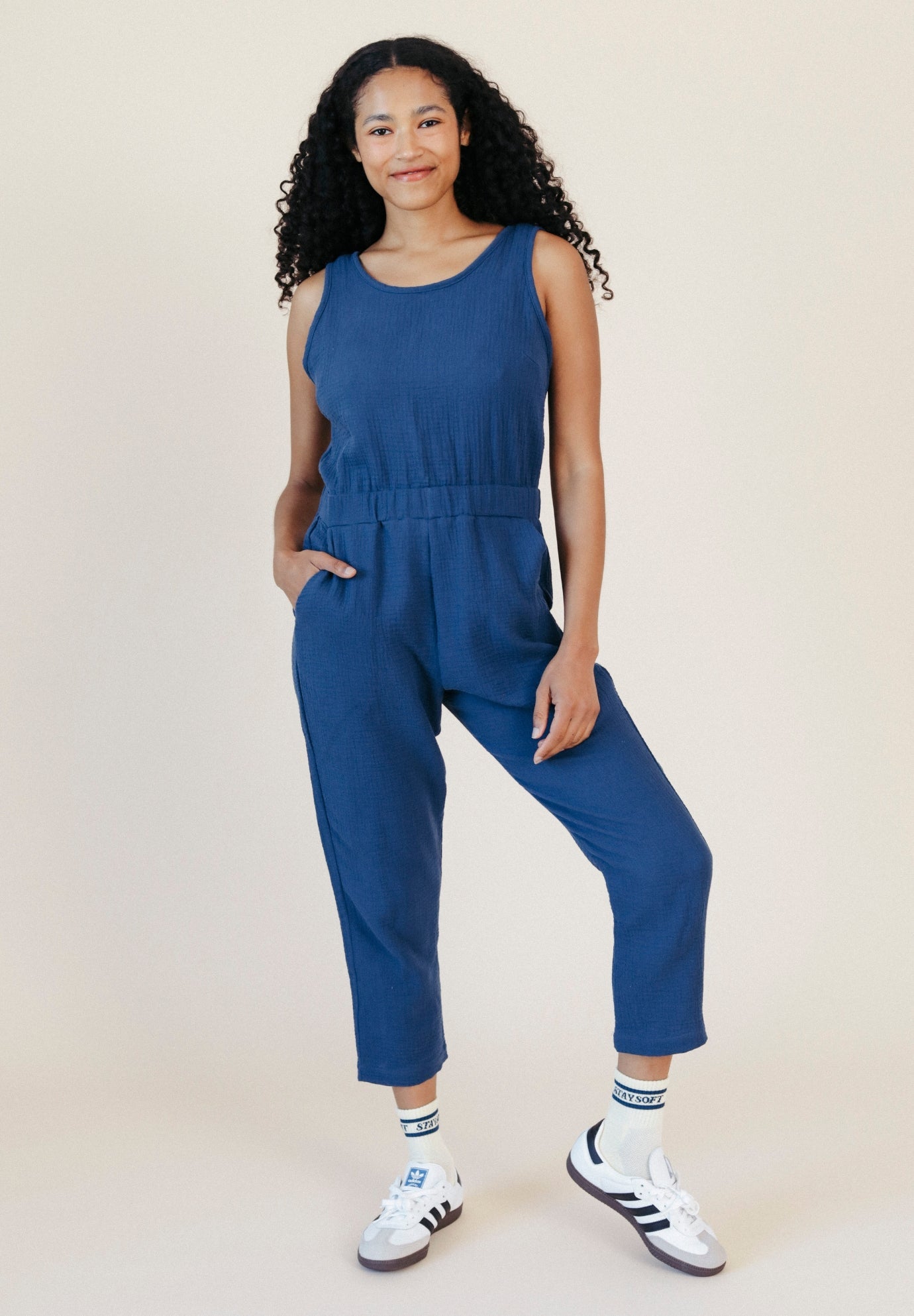 Jameela Organic Cotton Jumpsuit - Deep Sea - Homeland Harvest
