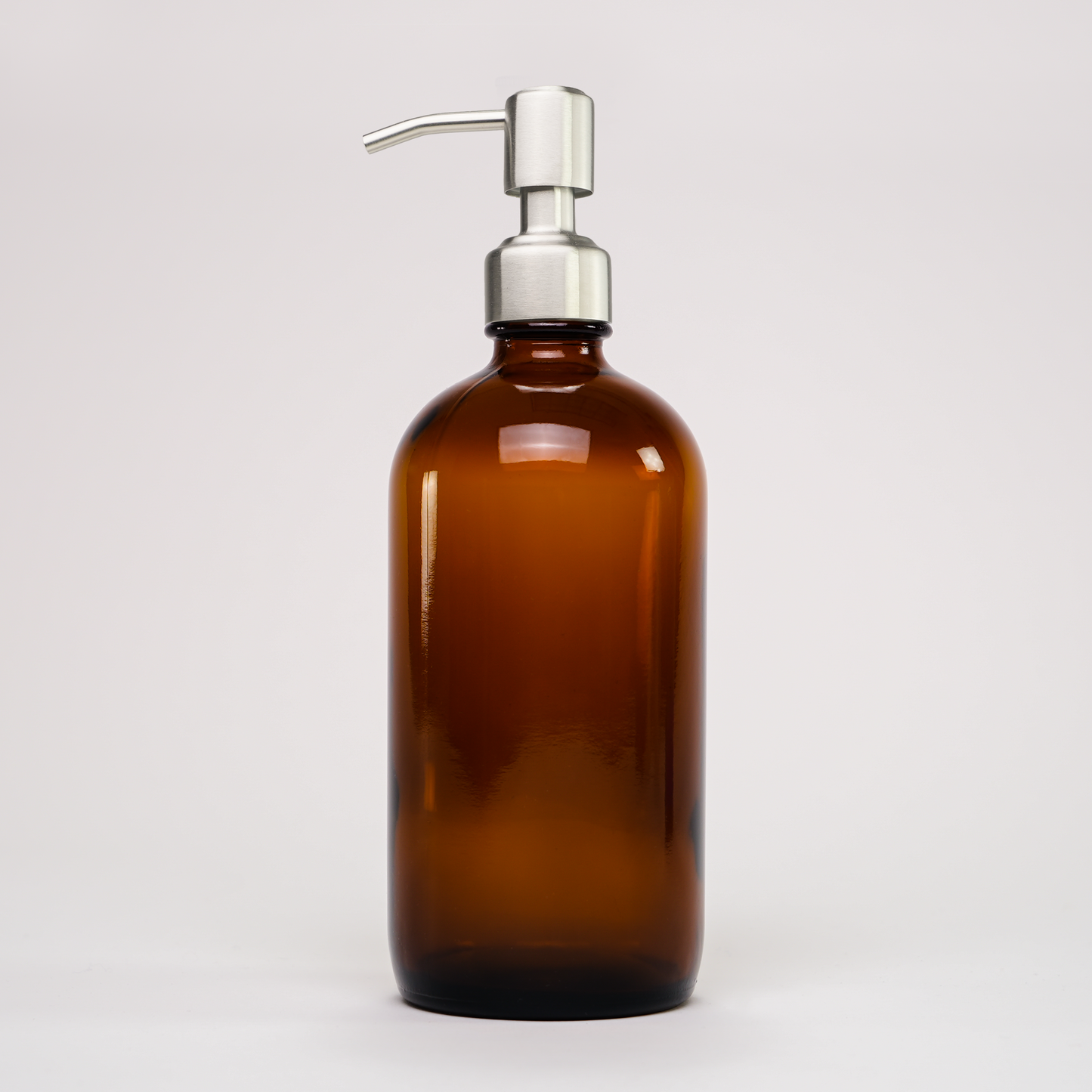 16 oz Amber Glass Keeper Bottle | Stainless Steel Pump - Homeland Harvest