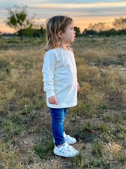 Organic Cotton Long Sleeve Kids T-shirt-Undyed - Homeland Harvest