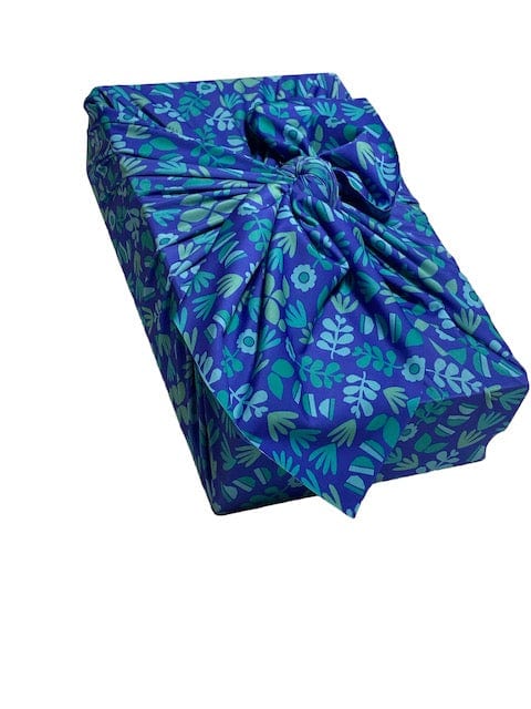 Extra Large Reusable Cloth Furoshiki Gift Wrap | Blue Botanical - Homeland Harvest