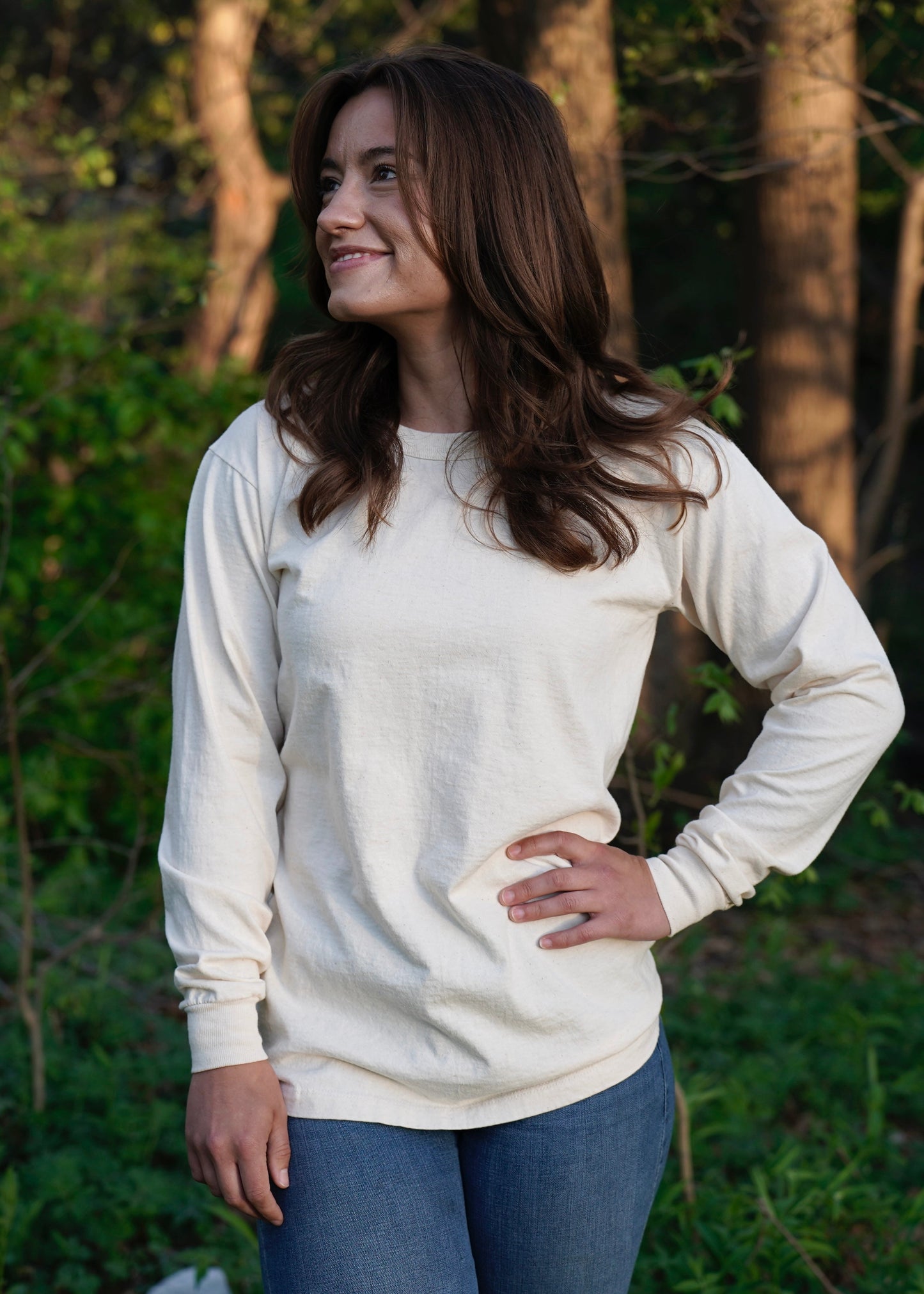 Unisex Organic Cotton Long Sleeve T-shirt- Undyed - Homeland Harvest