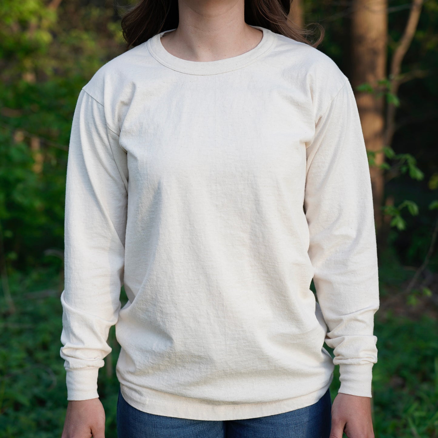 Unisex Organic Cotton Long Sleeve T-shirt- Undyed - Homeland Harvest
