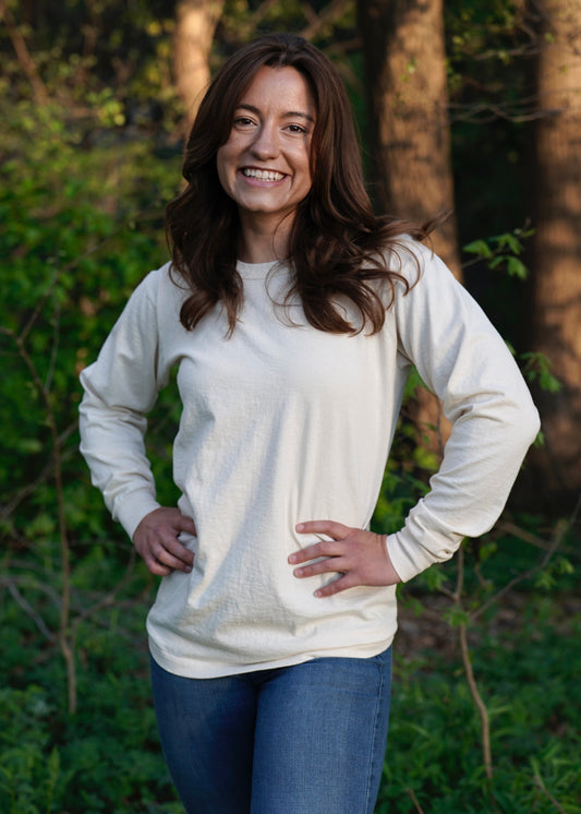 Unisex Organic Cotton Long Sleeve T-shirt- Undyed - Homeland Harvest