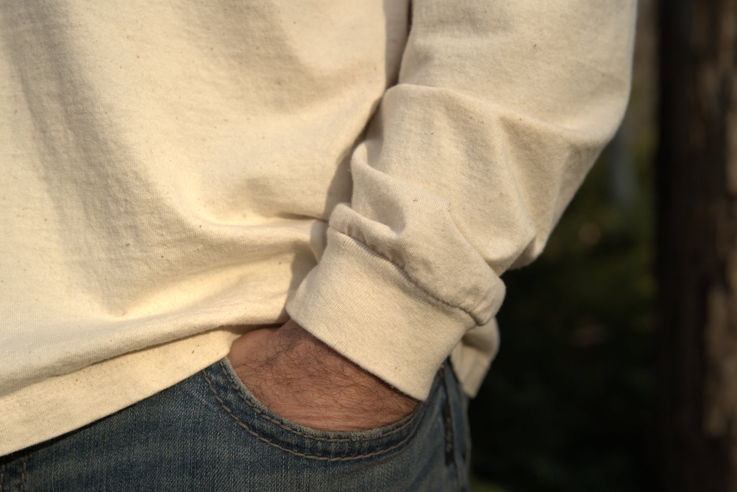 Unisex Organic Cotton Long Sleeve T-shirt- Undyed - Homeland Harvest