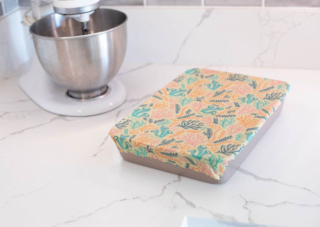 Meli Wraps Beeswax Wrap Bulk Roll + Cutlery Set in Reef Print - Homeland Harvest