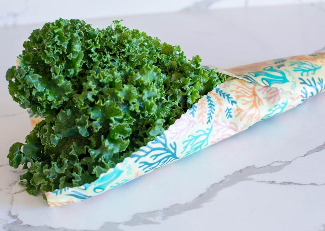Meli Wraps Beeswax Wrap Bulk Roll + Cutlery Set in Reef Print - Homeland Harvest