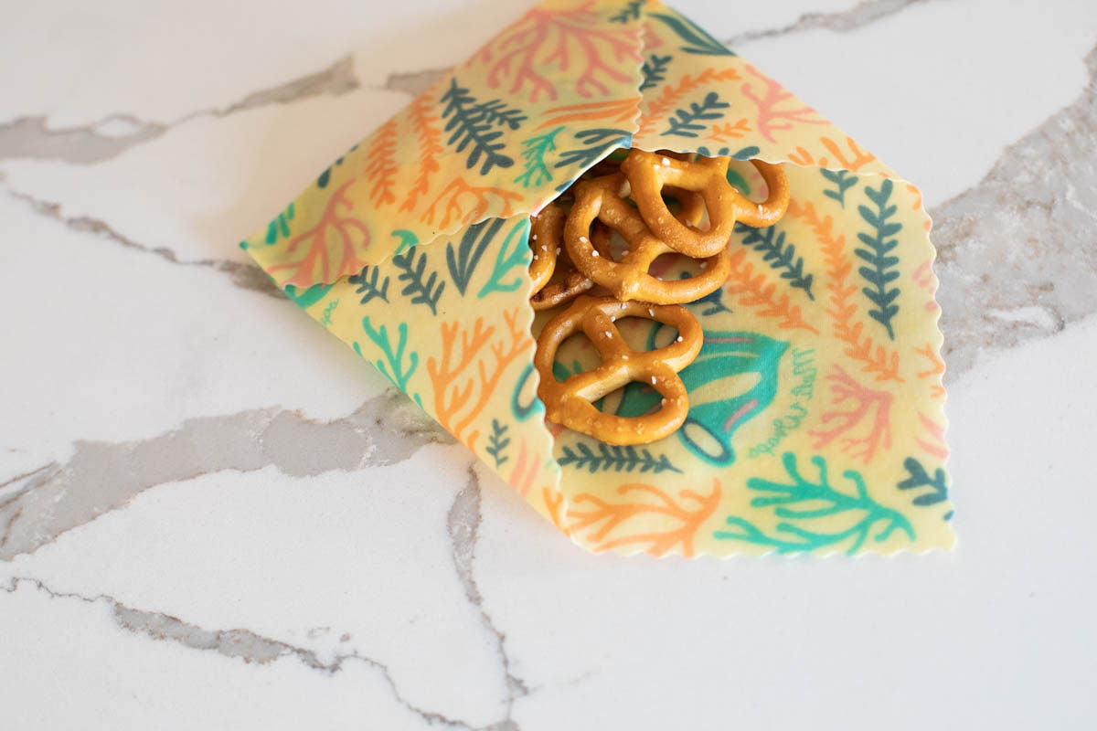 Meli Wraps Beeswax Wrap Bulk Roll + Cutlery Set in Reef Print - Homeland Harvest