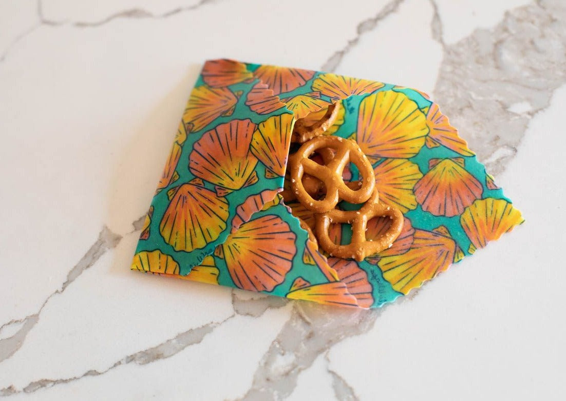 Beeswax Wrap Bulk Roll - Shells Print - Homeland Harvest