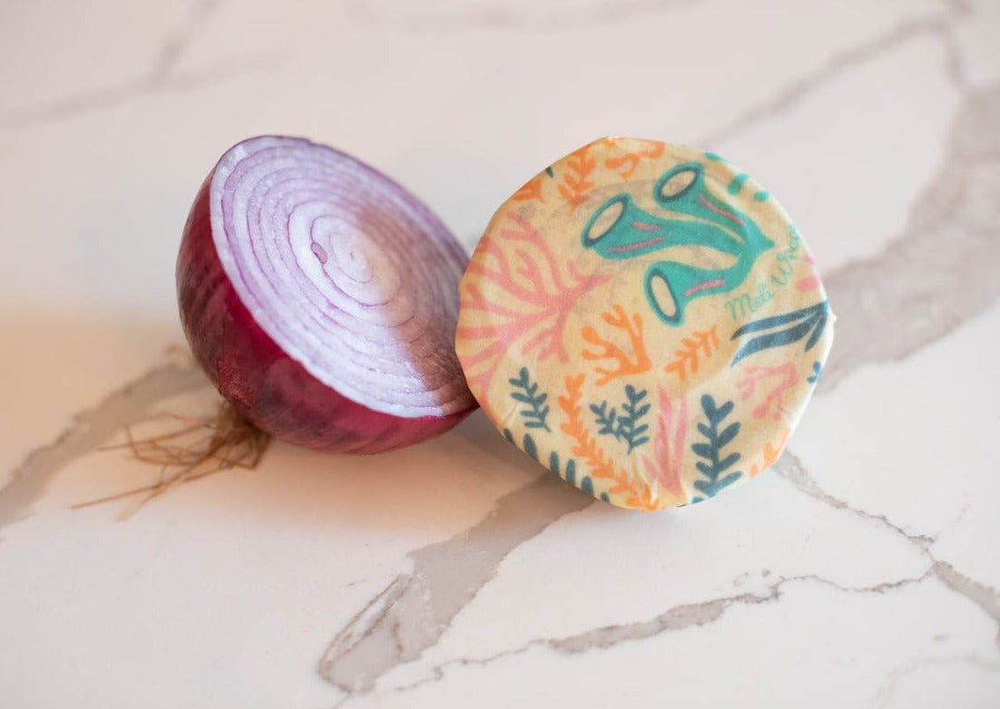 Meli Wraps Beeswax Wrap Bulk Roll + Cutlery Set in Reef Print - Homeland Harvest