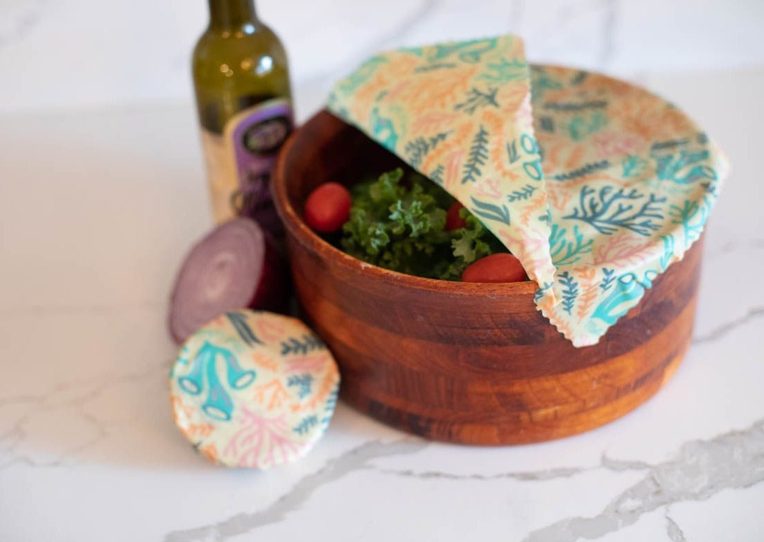 Meli Wraps Beeswax Wrap Bulk Roll + Cutlery Set in Reef Print - Homeland Harvest