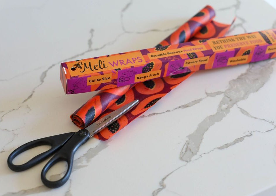 Beeswax Wrap Bulk Roll - Purple Papaya Print - Homeland Harvest