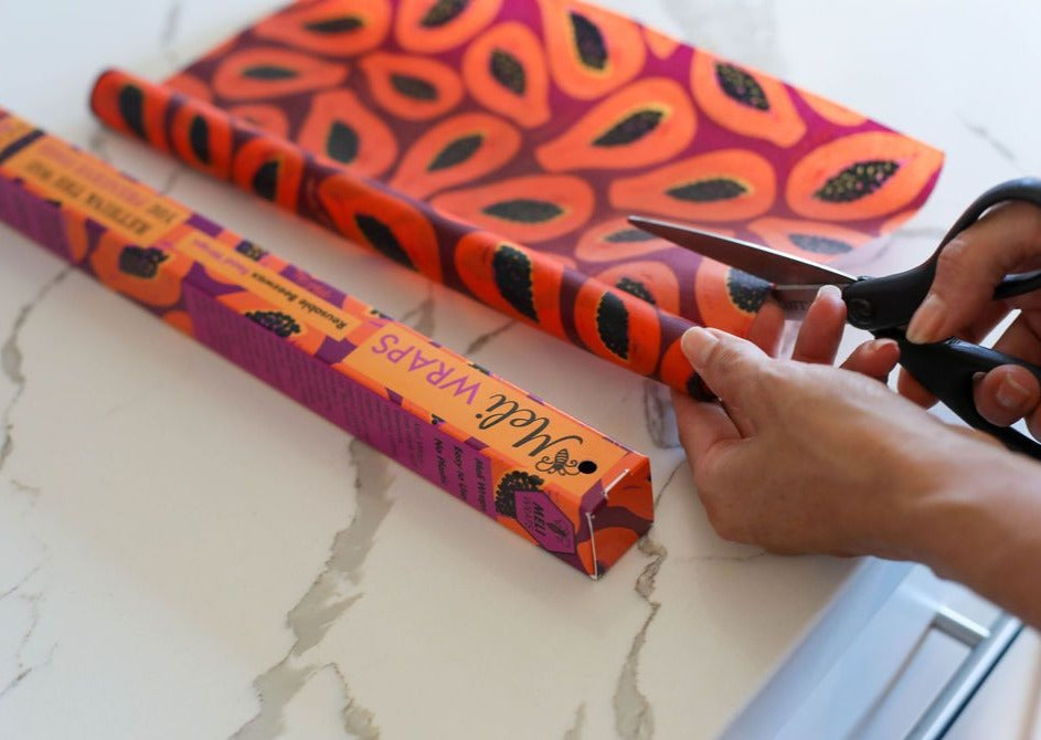 Beeswax Wrap Bulk Roll - Purple Papaya Print - Homeland Harvest