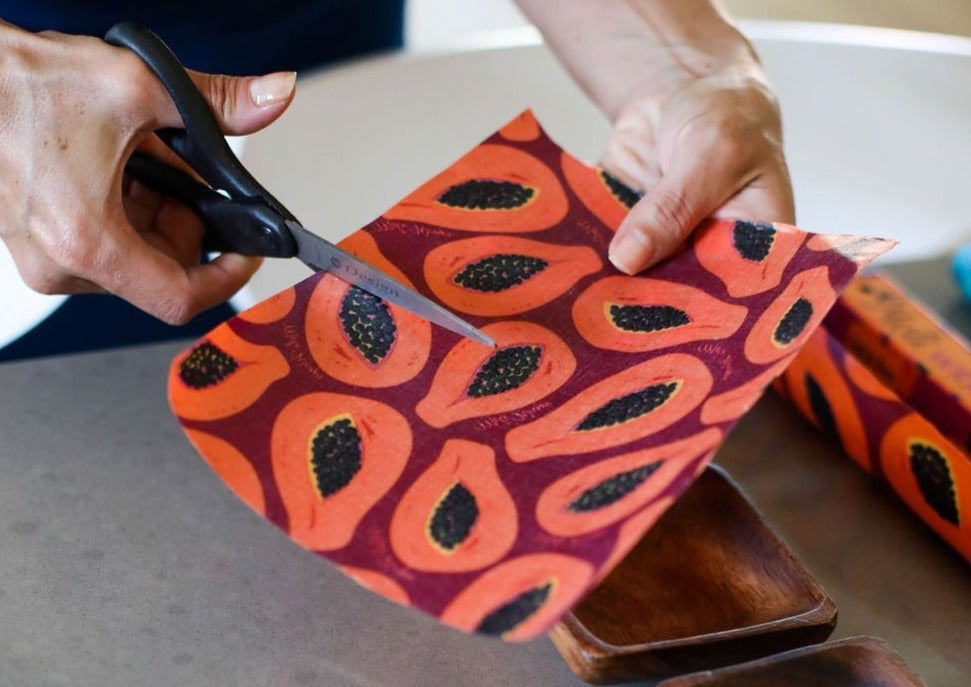 Beeswax Wrap Bulk Roll - Purple Papaya Print - Homeland Harvest