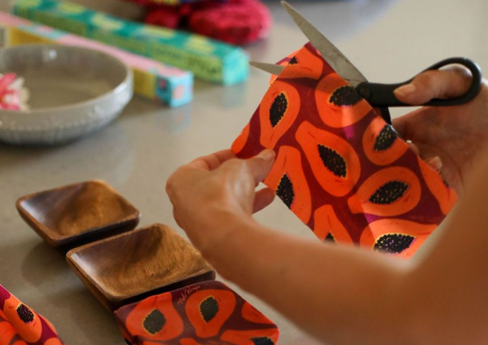 Beeswax Wrap Bulk Roll - Purple Papaya Print - Homeland Harvest