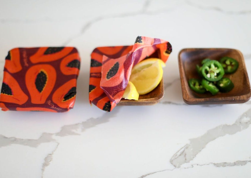 Beeswax Wrap Bulk Roll - Purple Papaya Print - Homeland Harvest