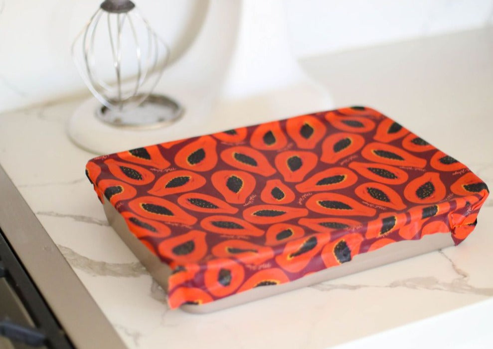 Beeswax Wrap Bulk Roll - Purple Papaya Print - Homeland Harvest