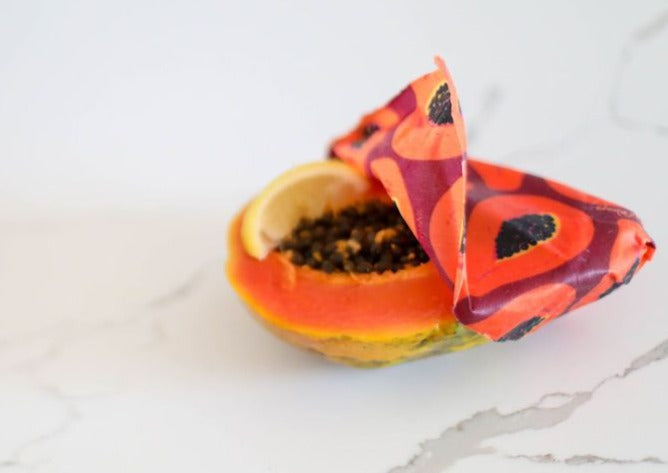 Beeswax Wrap Bulk Roll - Purple Papaya Print - Homeland Harvest
