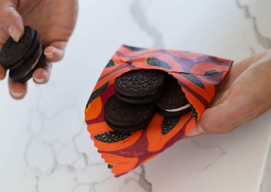 Beeswax Food Wrap - Purple Papaya Print - Homeland Harvest