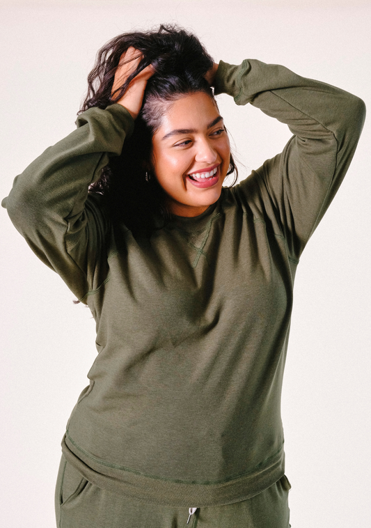 Agnes Raglan Organic Cotton + Tencel™ Sweatshirt - Moss - Homeland Harvest