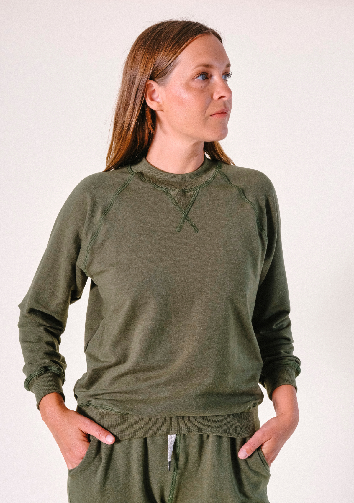 Agnes Raglan Organic Cotton + Tencel™ Sweatshirt - Moss - Homeland Harvest