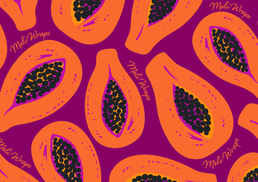 Beeswax Wrap Bulk Roll - Purple Papaya Print - Homeland Harvest