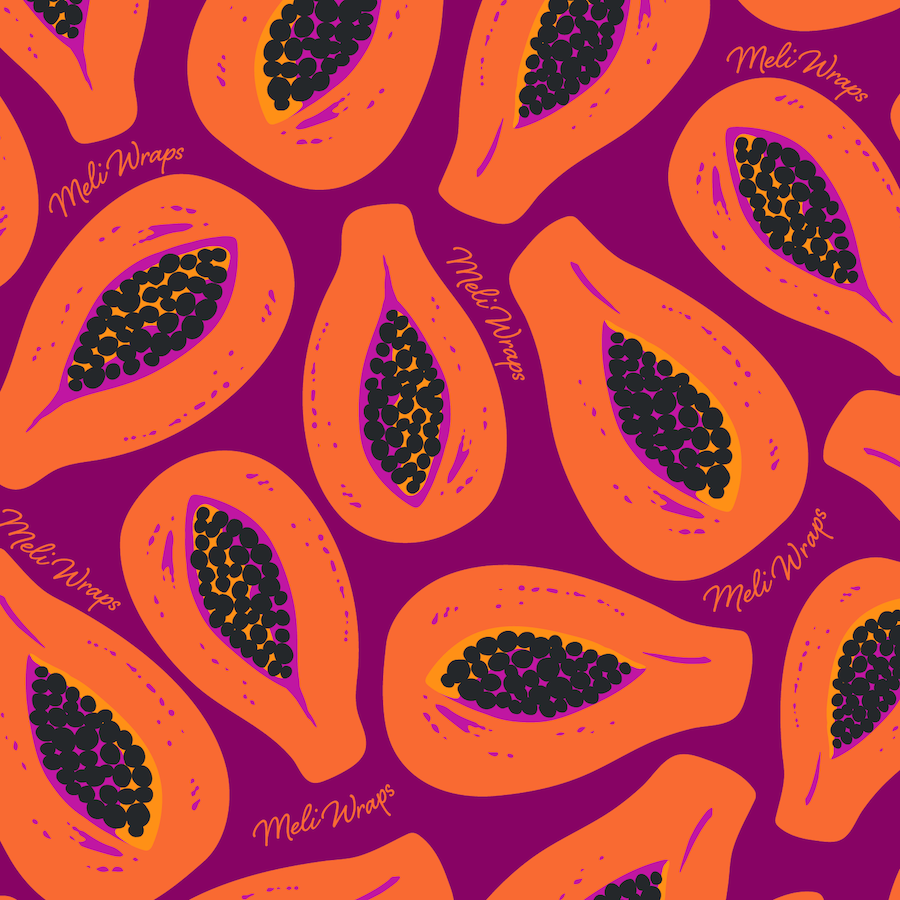 Beeswax Food Wrap - Purple Papaya Print - Homeland Harvest