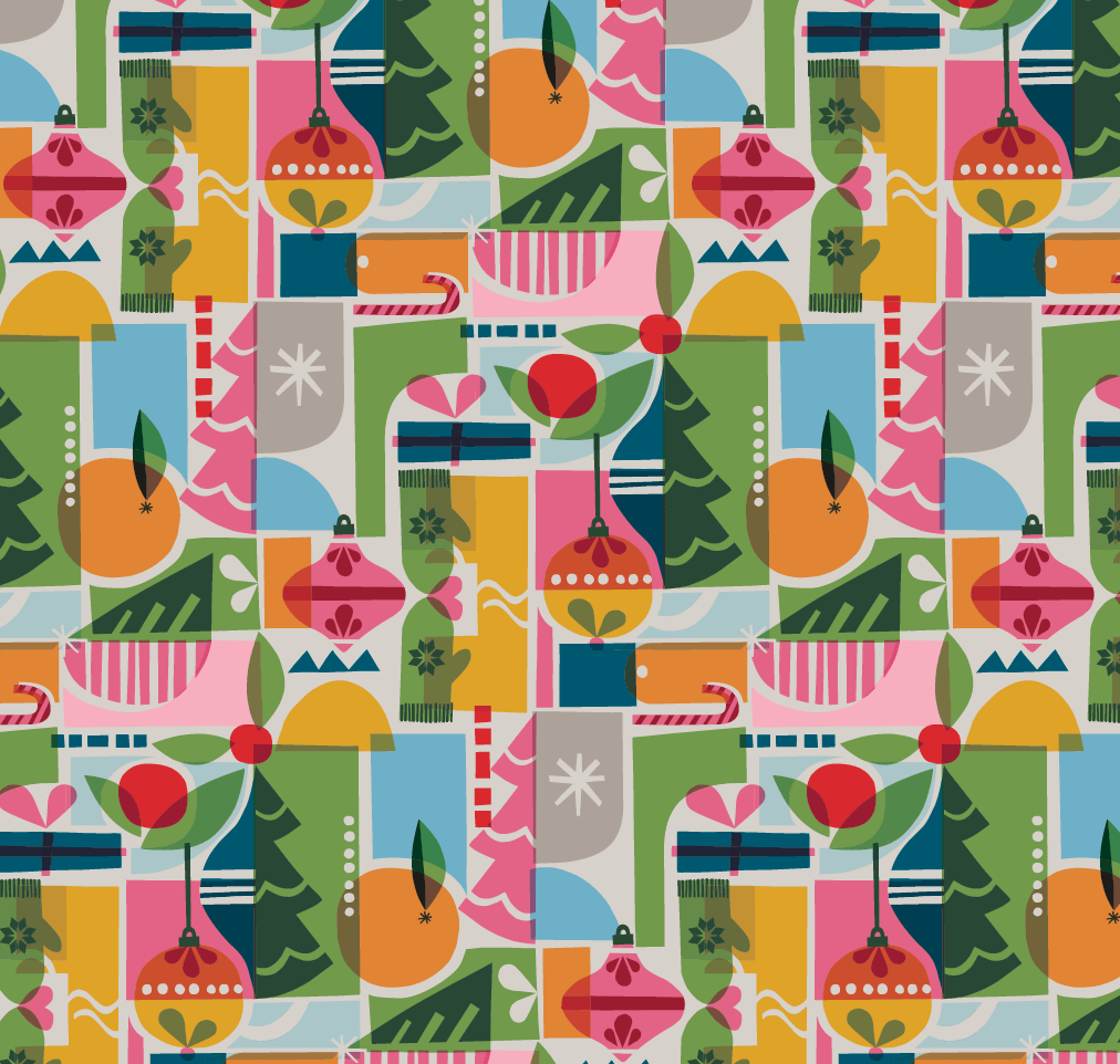 Set of 3 (S, L, XL) Reusable Cloth Furoshiki Gift Wrap | Holiday Shapes & Deep Blue - Homeland Harvest