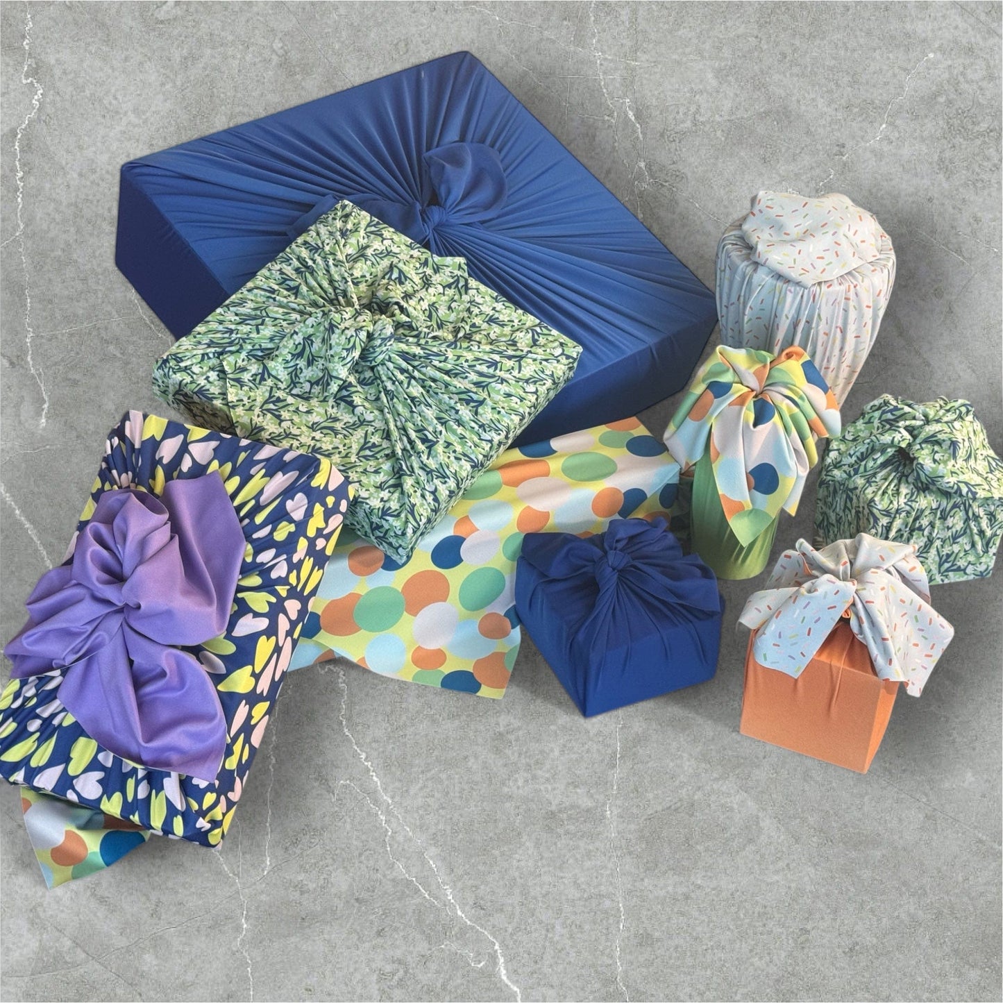 Assorted Set of 9 Reusable Cloth Furoshiki Gift Wrap | All Occasion Collection - Homeland Harvest