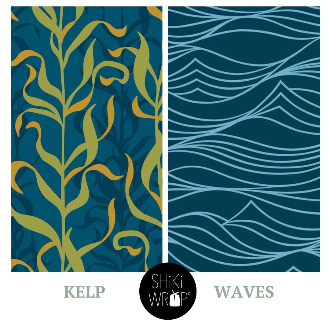 Large Reusable Cloth Furoshiki Gift Wrap | Kelp & Waves - Homeland Harvest