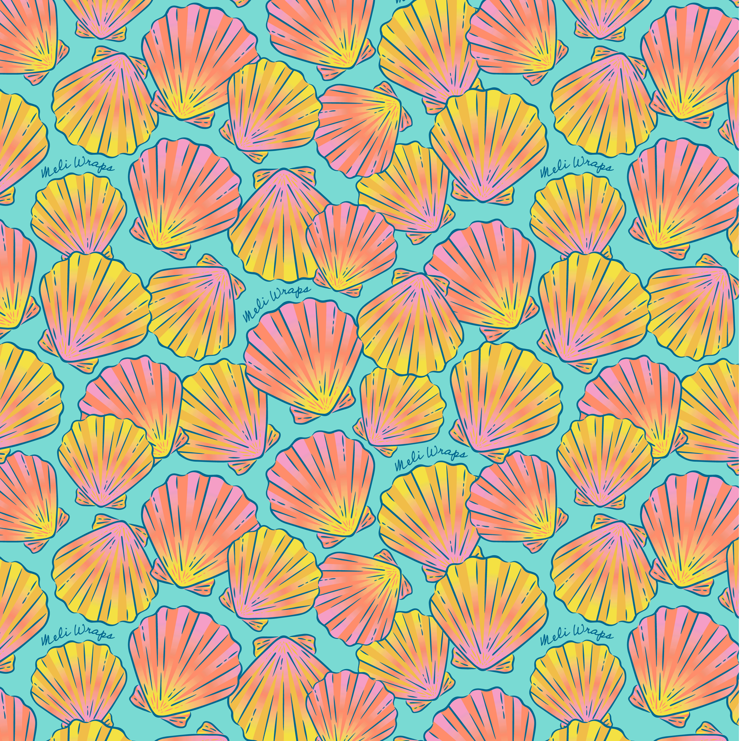 Beeswax Wrap Bulk Roll - Shells Print - Homeland Harvest