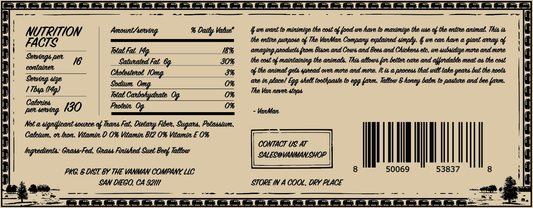 *New* VanMan's Cooking Tallow - 9 oz - Homeland Harvest