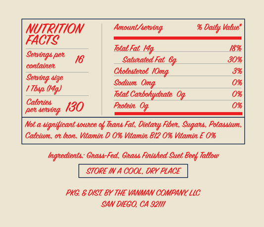 *New* VanMan's Cooking Tallow - 9 oz