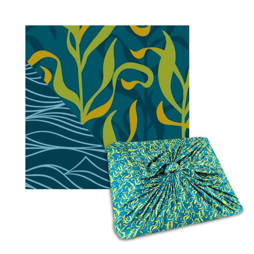 Large Reusable Cloth Furoshiki Gift Wrap | Kelp & Waves - Homeland Harvest