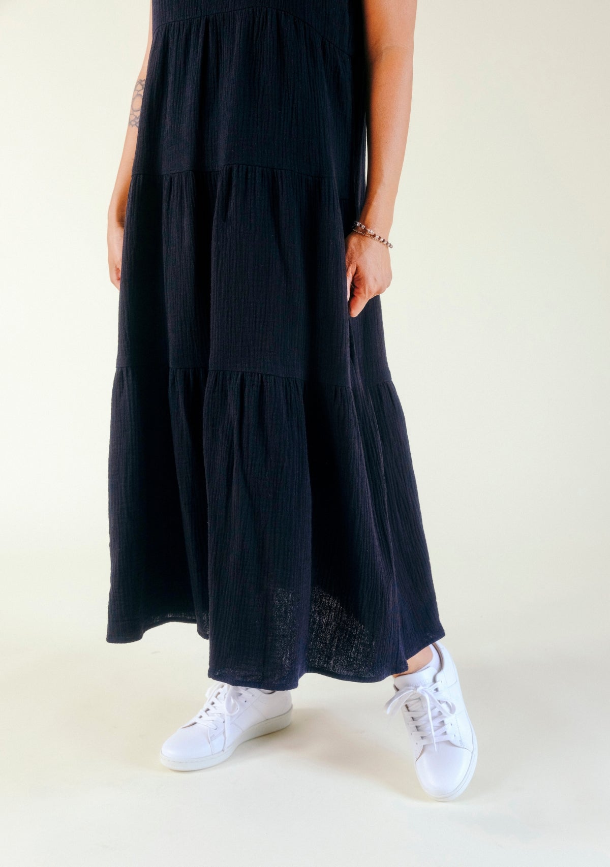 Teresa Tiered Tank Dress - Black - Homeland Harvest