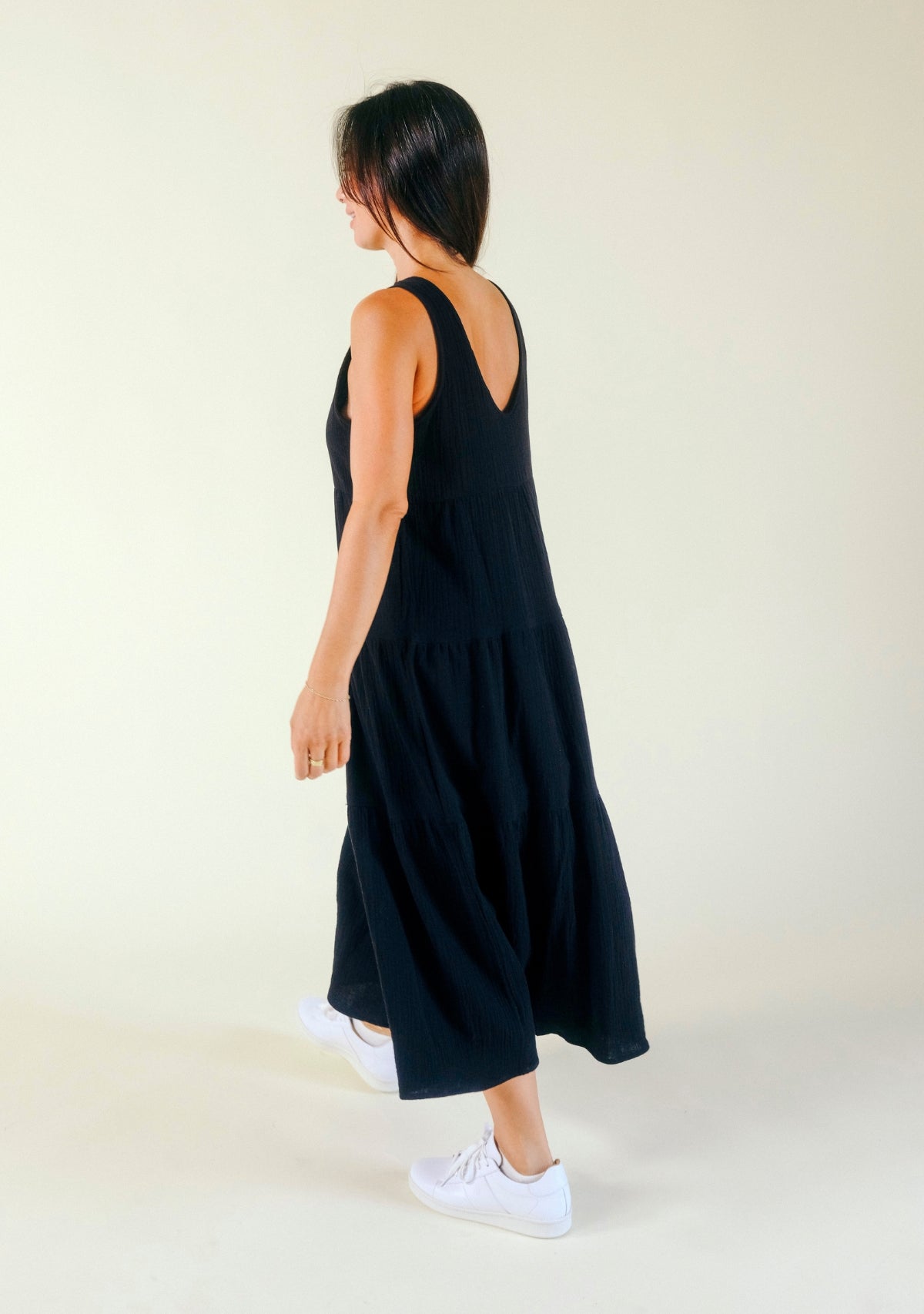 Teresa Tiered Tank Dress - Black - Homeland Harvest