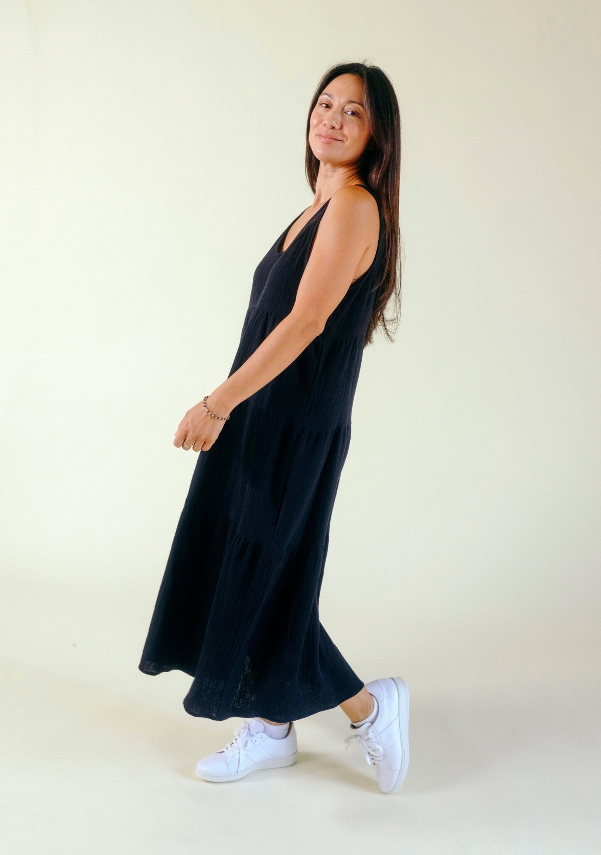 Teresa Tiered Tank Dress - Black - Homeland Harvest