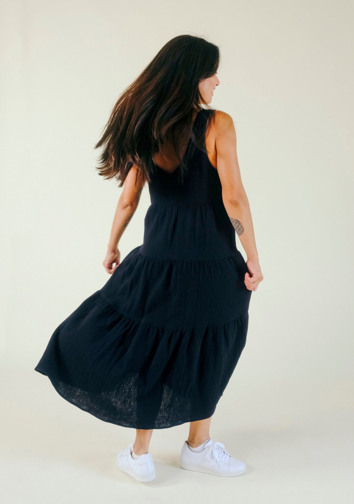 Teresa Tiered Tank Dress - Black - Homeland Harvest