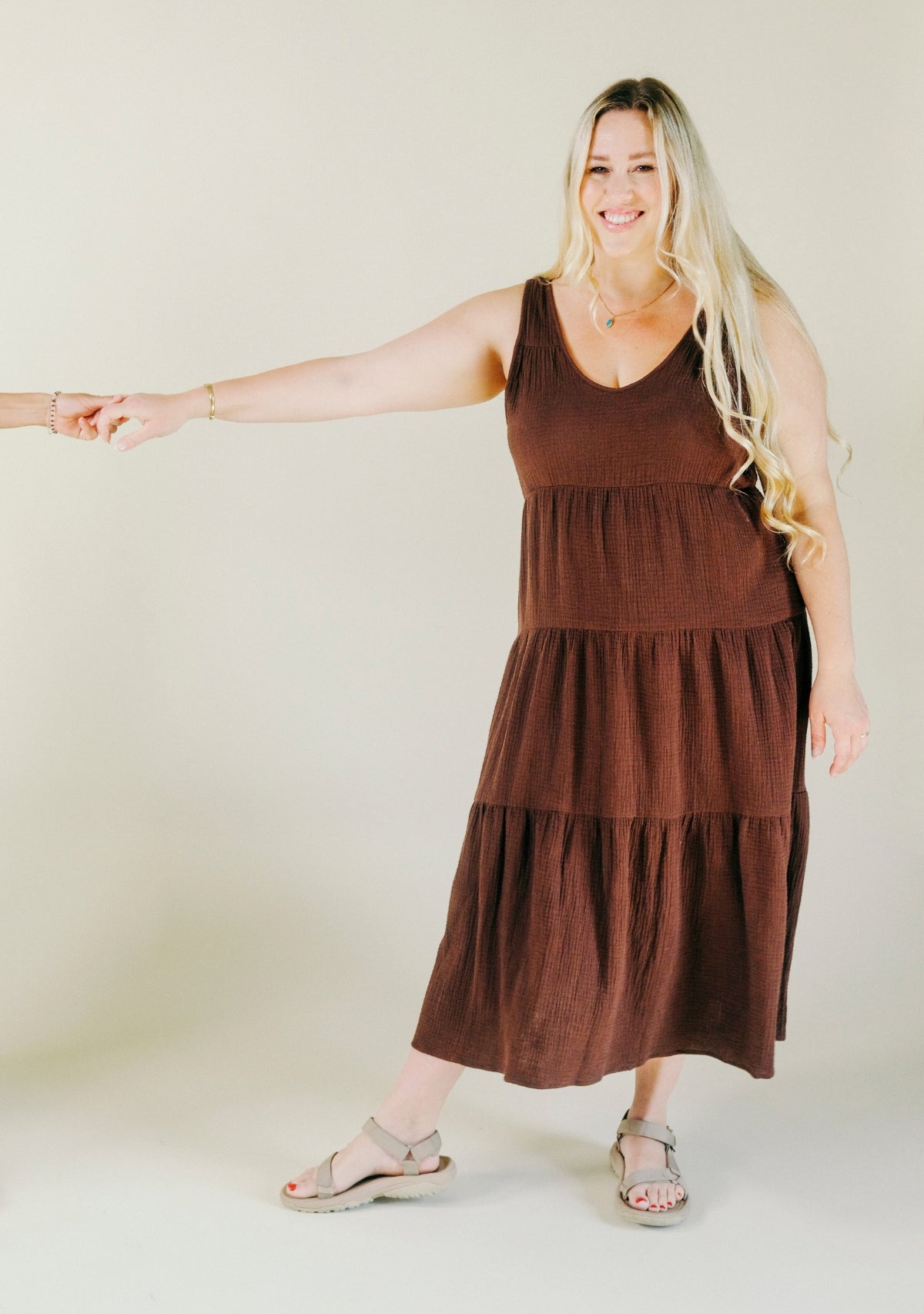 Teresa Tiered Tank Dress - Chicory Coffee - Homeland Harvest