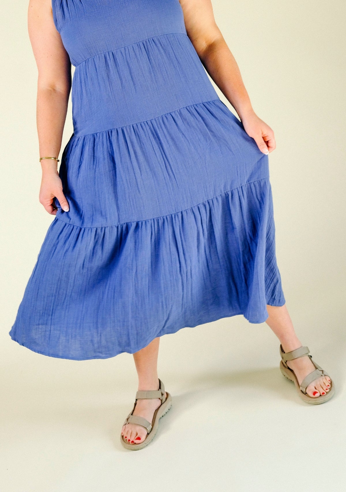 Teresa Tiered Tank Dress - Ocean - Homeland Harvest