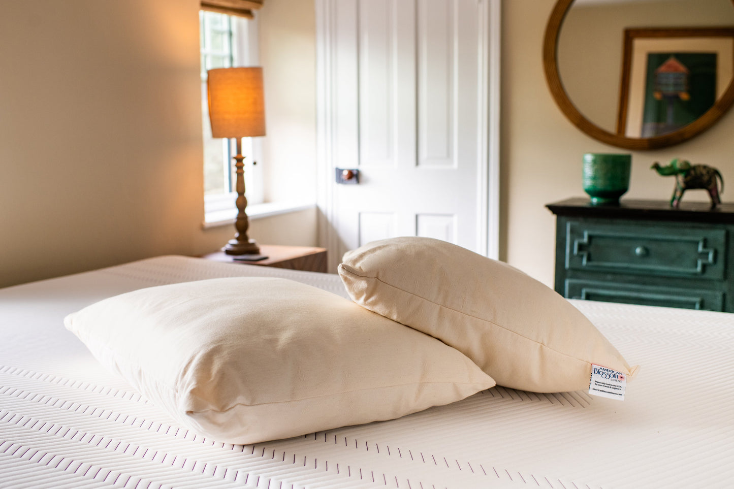 Natural Cotton Pillow With Wool Filling - Homeland Harvest
