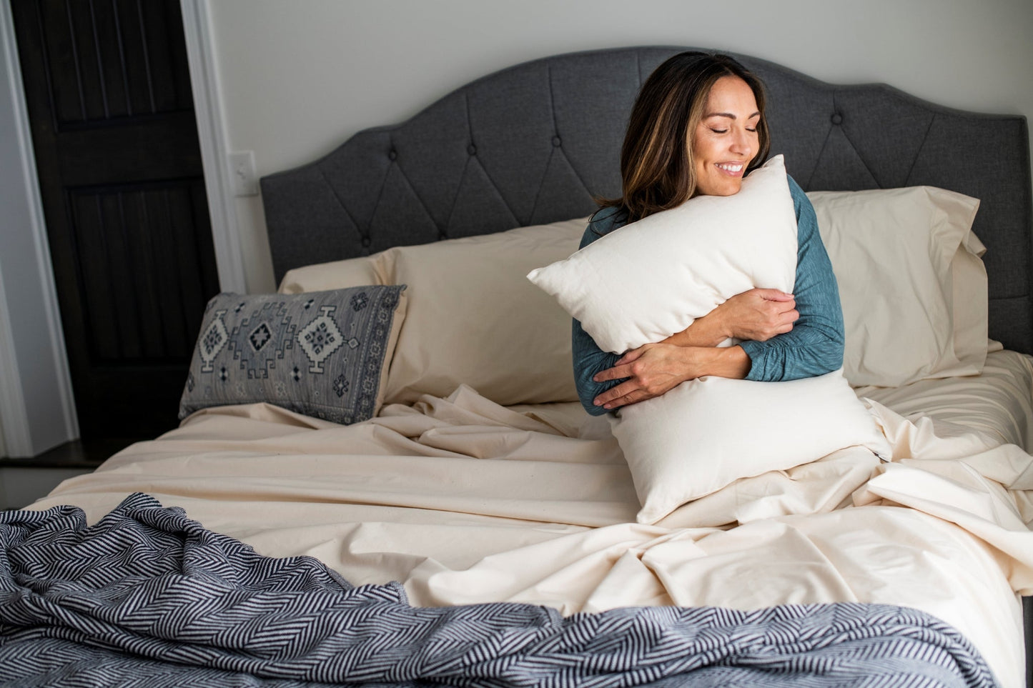 Natural Cotton Pillow With Wool Filling - Homeland Harvest