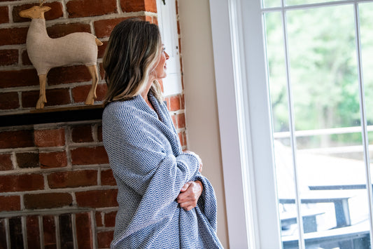 Herringbone Weave Cotton Blanket - Homeland Harvest