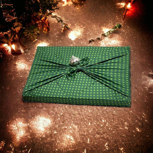 Extra Large Reusable Cloth Furoshiki Gift Wrap | Christmas Trees & Stars - Homeland Harvest