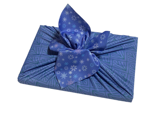 Small Reusable Cloth Furoshiki Gift Wrap | Snowflakes & Pine - Homeland Harvest